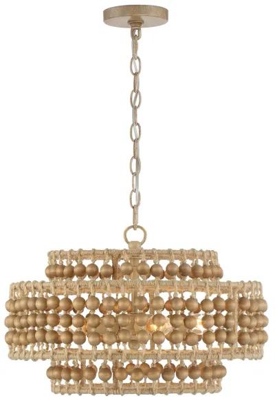 Silas 3-Light Beaded Chandelier - Natural Jute - Crystorama - Brown