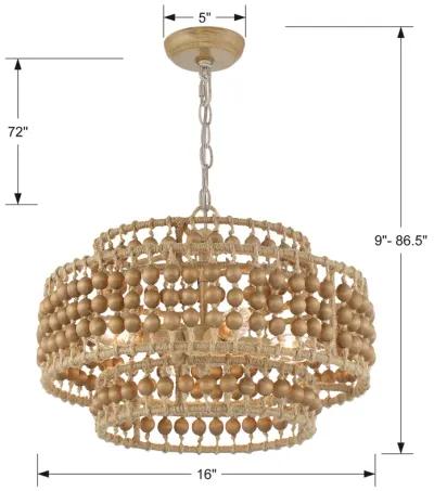 Silas 3-Light Beaded Chandelier - Natural Jute - Crystorama - Brown