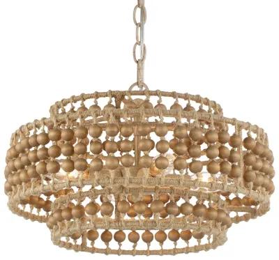 Silas 3-Light Beaded Chandelier - Natural Jute - Crystorama - Brown