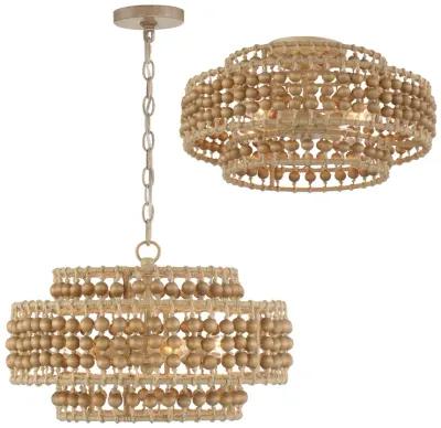 Silas 3-Light Beaded Chandelier - Natural Jute - Crystorama - Brown