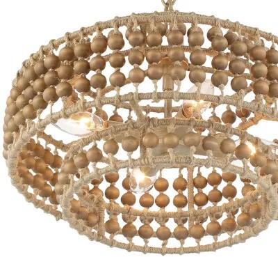 Silas 3-Light Beaded Chandelier - Natural Jute - Crystorama - Brown