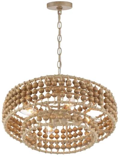 Silas 3-Light Beaded Chandelier - Natural Jute - Crystorama - Brown