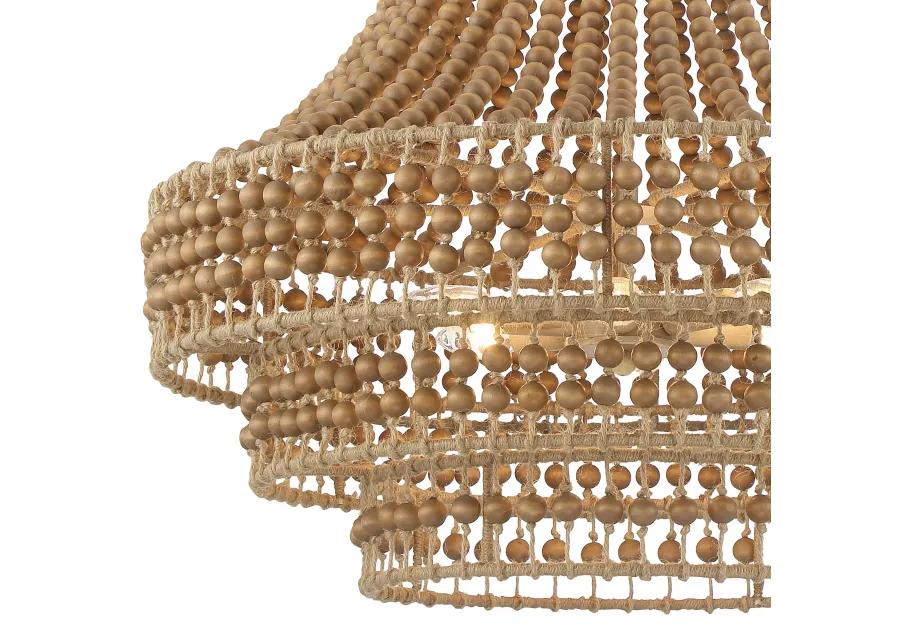 Silas 6-Light Beaded Chandelier - Natural Jute - Crystorama - Brown