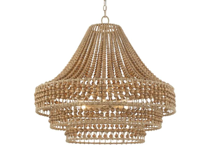 Silas 6-Light Beaded Chandelier - Natural Jute - Crystorama - Brown