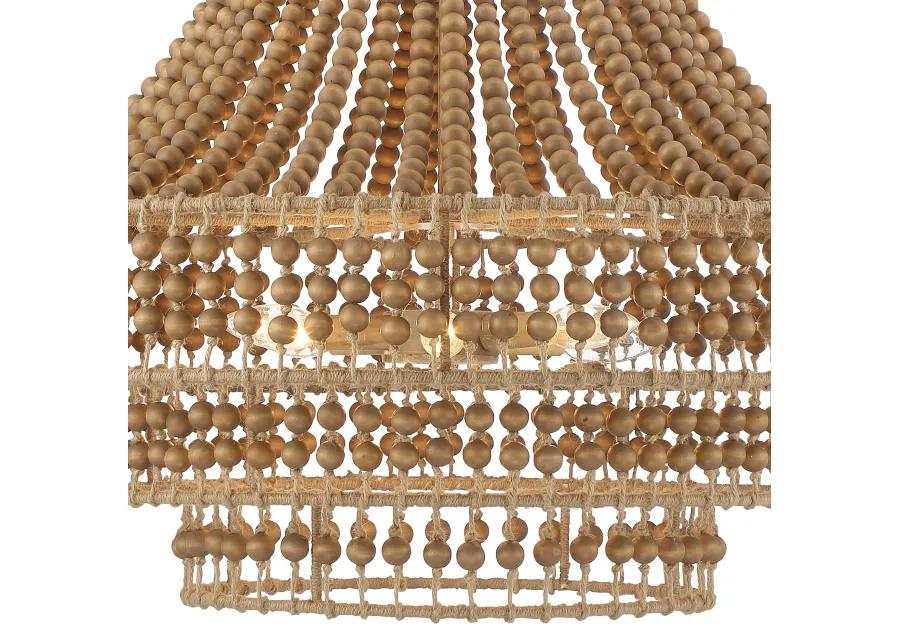 Silas 6-Light Beaded Chandelier - Natural Jute - Crystorama - Brown