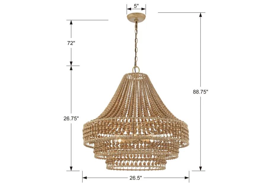 Silas 6-Light Beaded Chandelier - Natural Jute - Crystorama - Brown