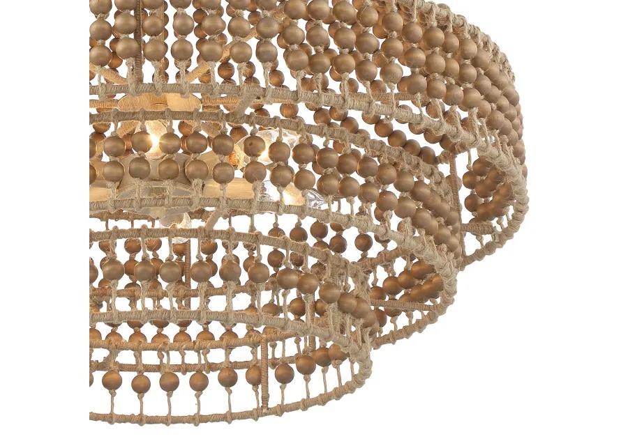 Silas 6-Light Beaded Chandelier - Natural Jute - Crystorama - Brown