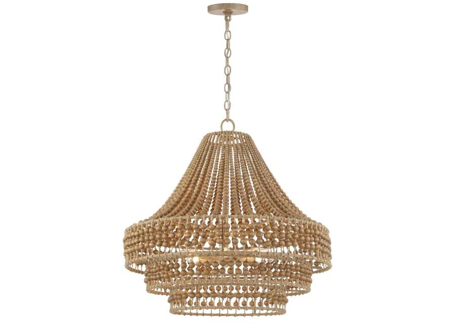 Silas 6-Light Beaded Chandelier - Natural Jute - Crystorama - Brown