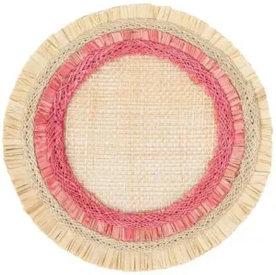 Set of 4 Ruffle-Edge Straw Coasters - Pink/Natural - Joanna Buchanan