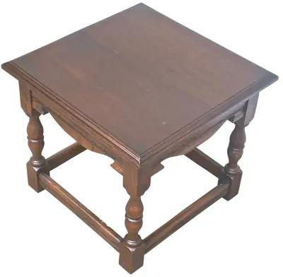 Carved Jacobean Style Wood Side Table - Vermilion Designs - brown