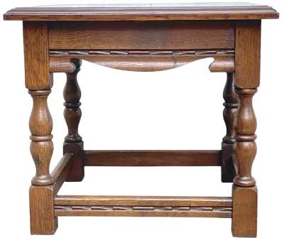 Carved Jacobean Style Wood Side Table - Vermilion Designs - brown