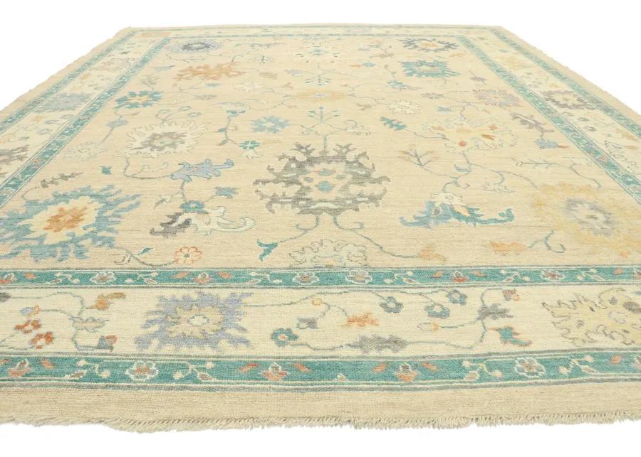 Contemporary Oushak Rug - 10'01 x 12'05 - Esmaili Rugs & Antiques - Beige - Beige