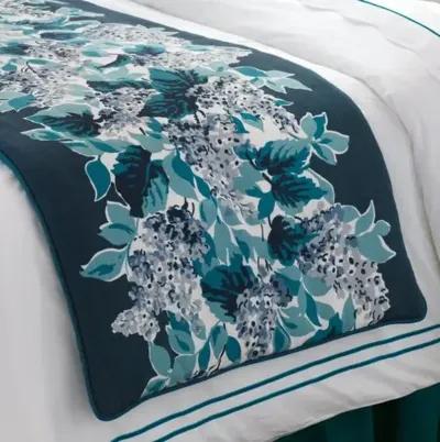 Lacecap Floral Bed Scarf - Blue