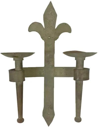 Fleur De Lis Candle Wall Sconces - PR - Vermilion Designs - Gray