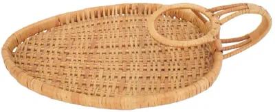 1970s Rattan Serving Tray - G3Q Designs - Beige