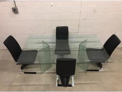 Glass Dining Table & 4 Zig Zag Chairs - 2-b-Modern