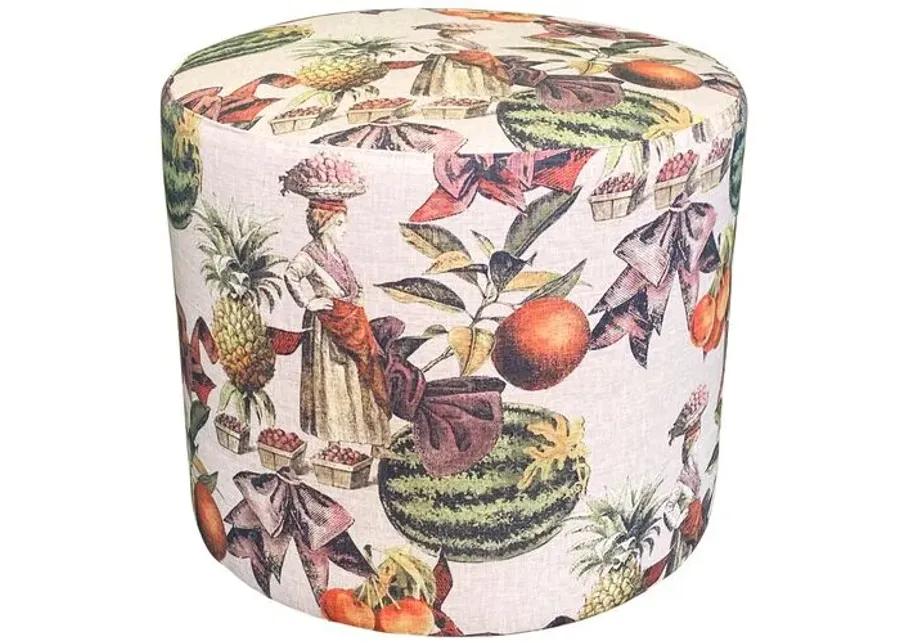 Madison Outdoor Ottoman - Watermelon Lady - Kim Salmela