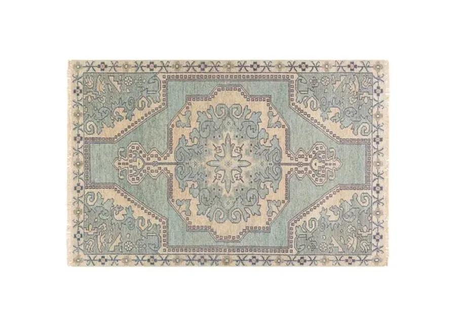 Kyle Hand-Knotted Rug - Sage/Navy - Green - Green