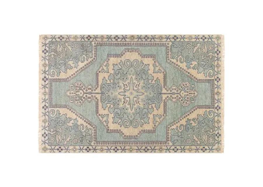 Kyle Hand-Knotted Rug - Sage/Navy - Green - Green