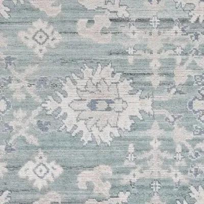 Raja Hand-Knotted Rug - Aqua/Taupe - Blue - Blue