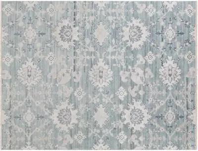 Raja Hand-Knotted Rug - Aqua/Taupe - Blue - Blue