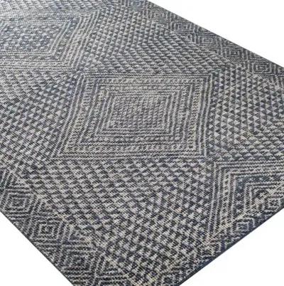 Drew Hand-Knotted Rug - Denim/Taupe - Blue - Blue