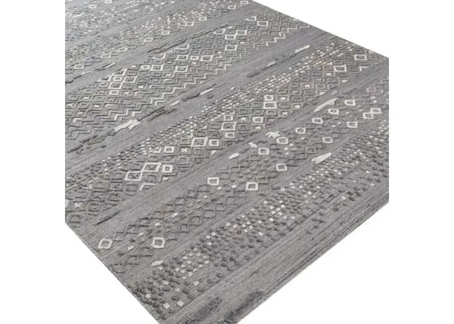 Alia Hand-Loomed Rug - Gray - Handcrafted - Gray