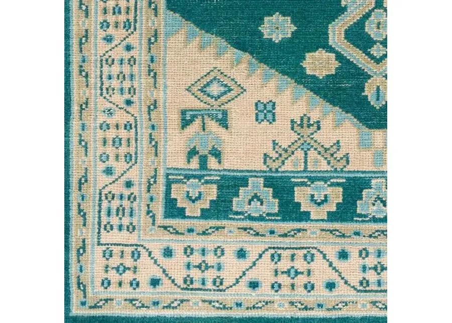 Mindy Hand-Knotted Rug - Emerald/Beige - Green - Green