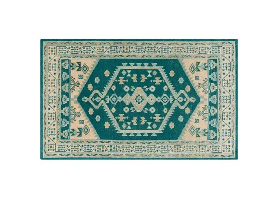 Mindy Hand-Knotted Rug - Emerald/Beige - Green - Green