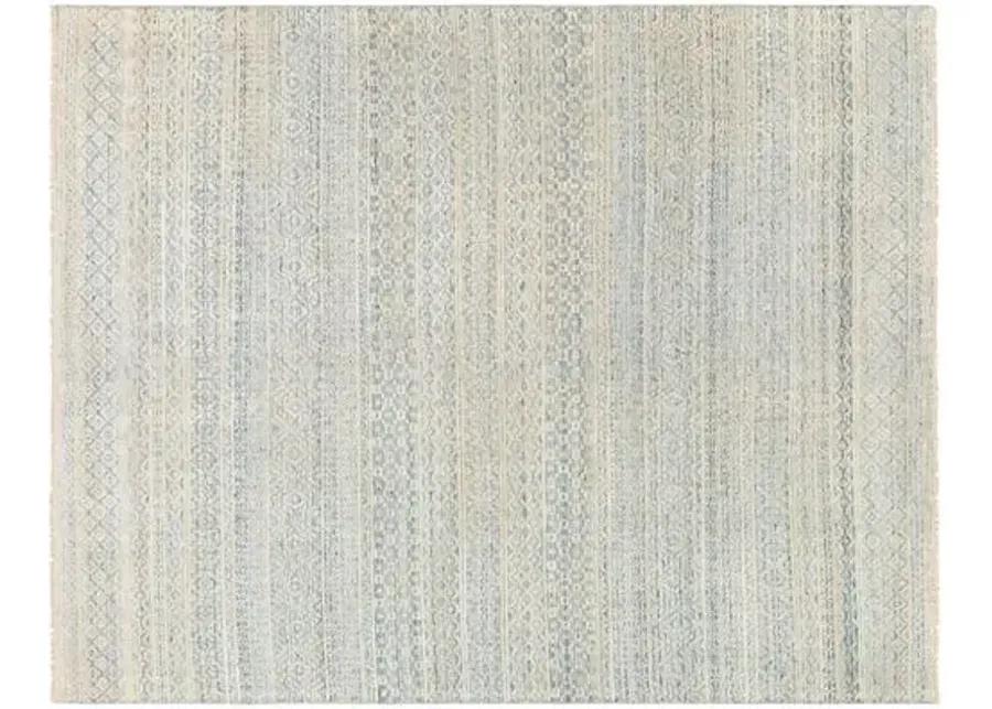 Joan Hand-Knotted Rug - Blue/Ivory - Blue