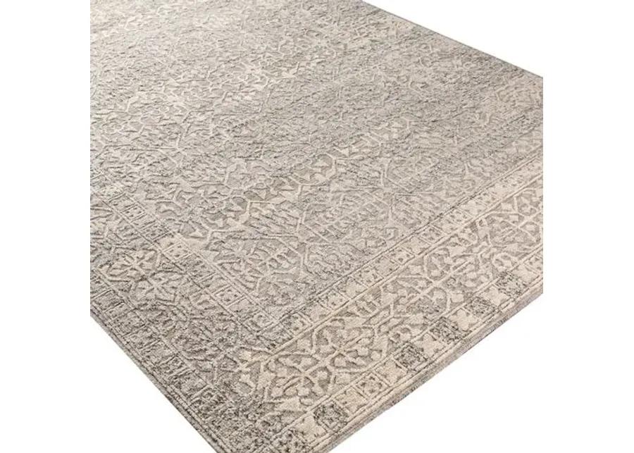 Brandy Hand-Knotted Rug - Gray/Cream - Gray