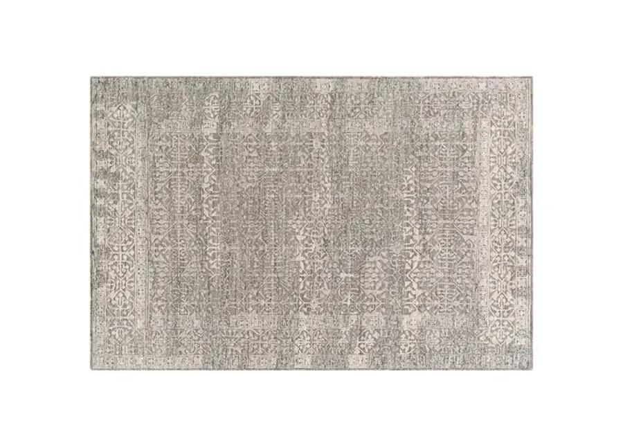 Brandy Hand-Knotted Rug - Gray/Cream - Gray