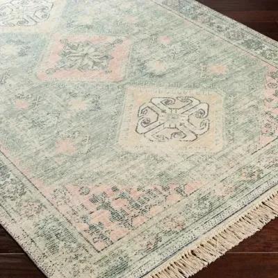 Lisa Handwoven Rug - Sage/Pink - Green - Green