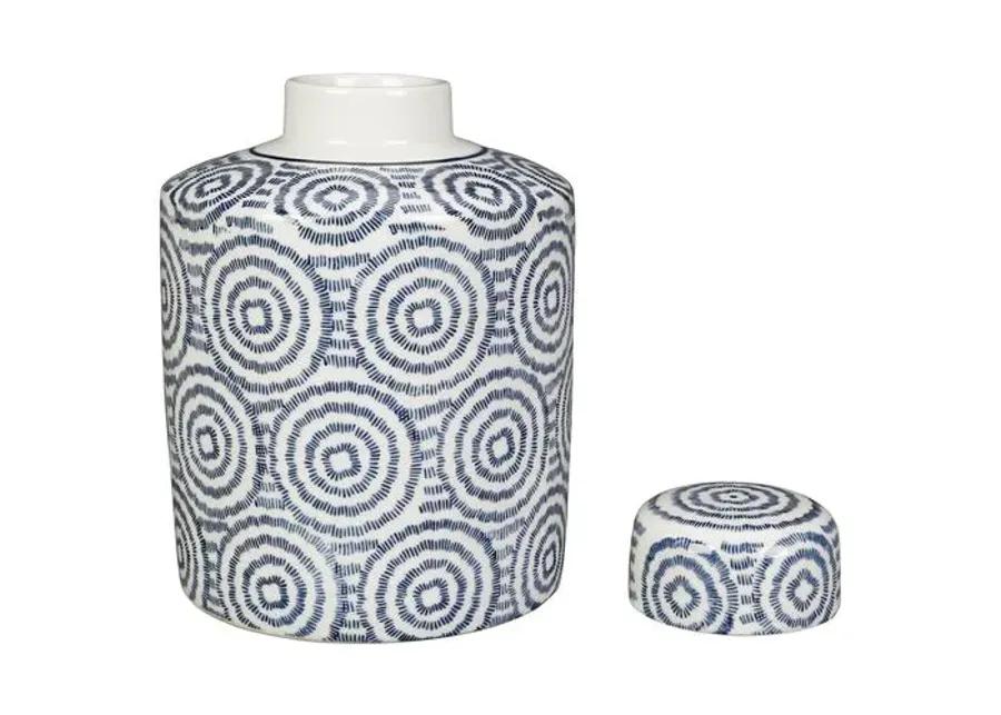 Blue & White Cylindrical Jar