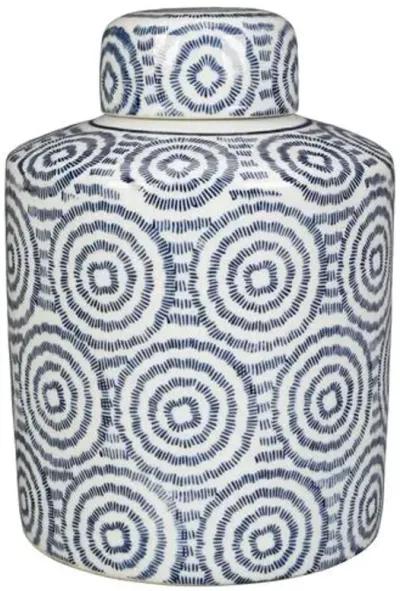 Blue & White Cylindrical Jar