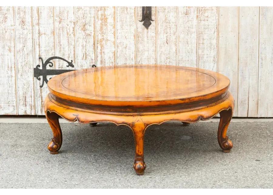 Antique Ming Style Round Coffee Table - de-cor - Brown