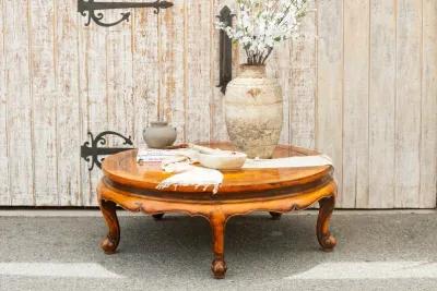 Antique Ming Style Round Coffee Table - de-cor - Brown