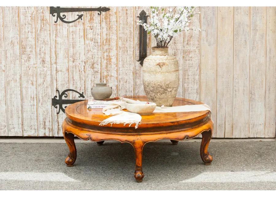 Antique Ming Style Round Coffee Table - de-cor - Brown