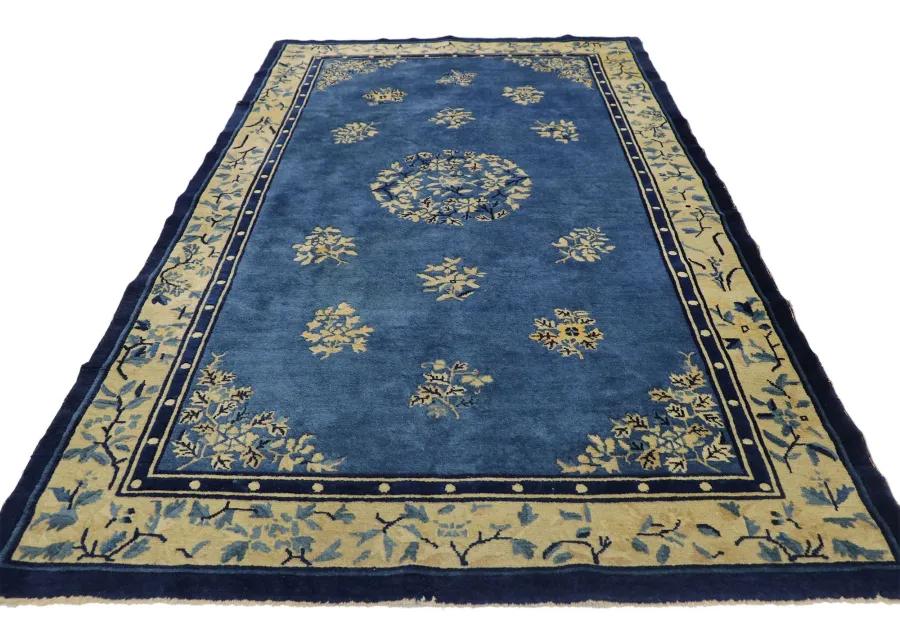 Antique Chinese Peking Rug - 4'01 x 6'09 - Esmaili Rugs & Antiques - Blue - Blue