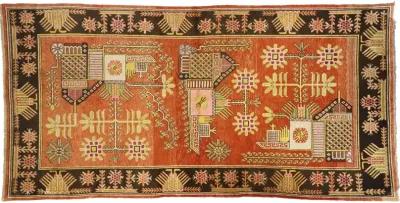 Antique Khotan Rug - 05'09 x 11'05 - Esmaili Rugs & Antiques - red - red