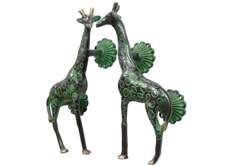 Green Brass Giraffe Door Handles - a Pair - Interesting Things