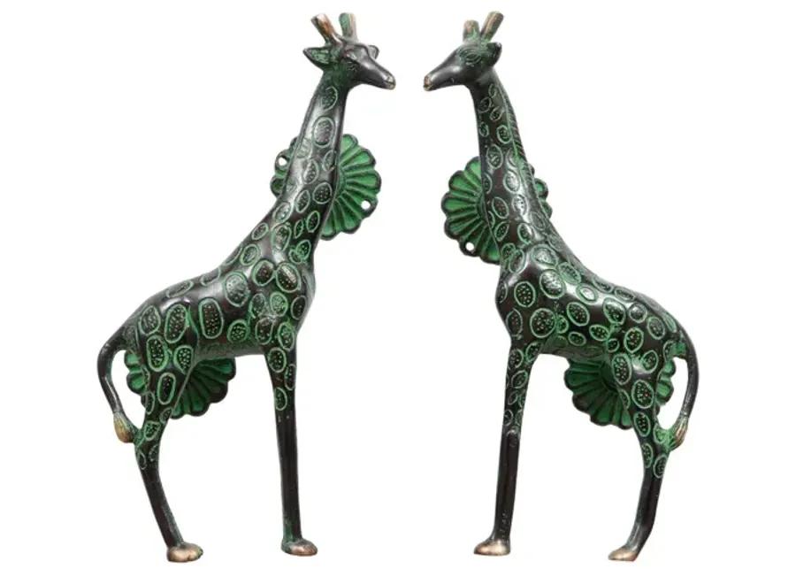 Green Brass Giraffe Door Handles - a Pair - Interesting Things