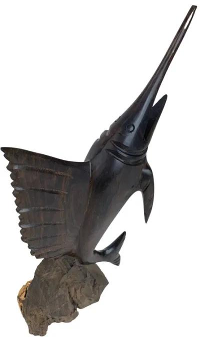 Hand-Carved Ironwood Swordfish Figurine - Eat Drink Home - Brown