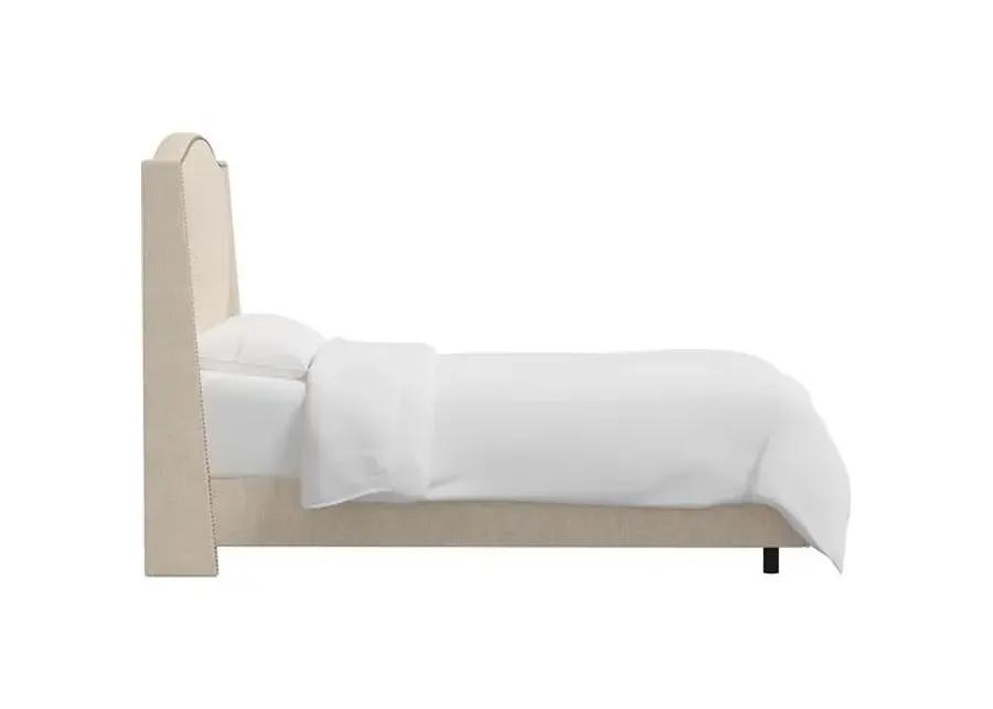 Cole Wingback Bed - Linen - Beige, Comfortable, Durable