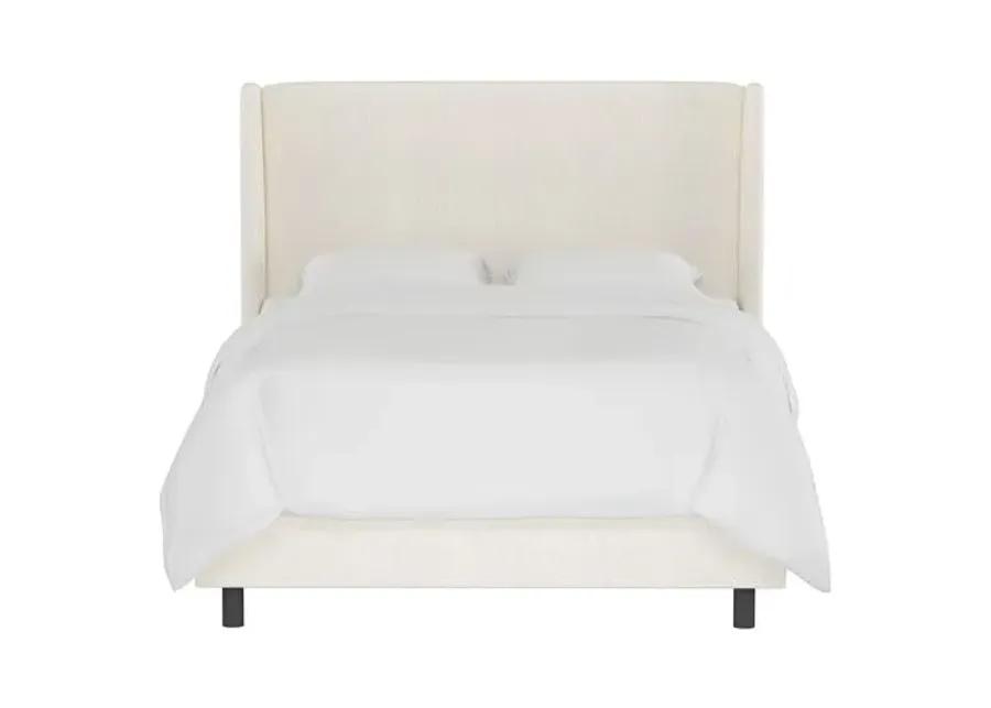 Kelly Wingback Bed - Handcrafted - Beige