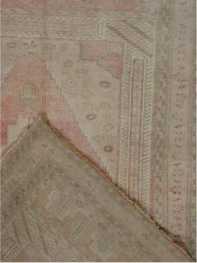 Turkish Oushak Rug Runner 3'4' x 6'1' - pink - pink