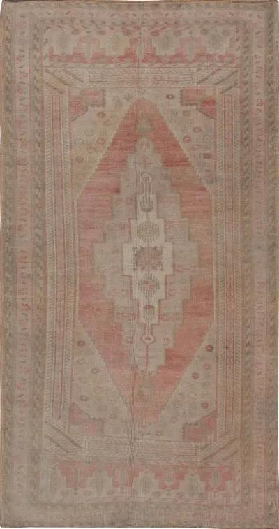 Turkish Oushak Rug Runner 3'4' x 6'1' - pink - pink