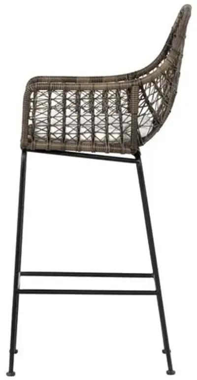 Jolie Outdoor Bar Stool - Natural Black/Gray - White