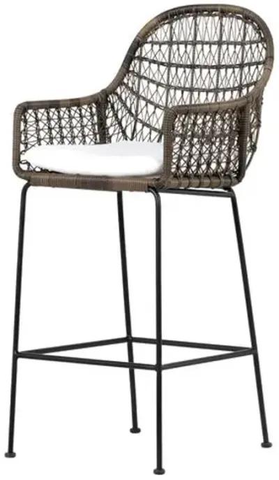 Jolie Outdoor Bar Stool - Natural Black/Gray - White