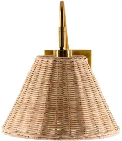 Casper Rattan Wall Sconce - Natural/Gold